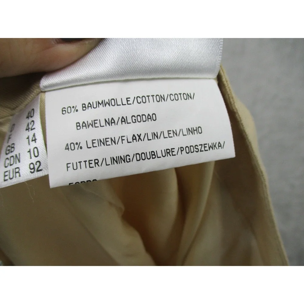 TUZZI Skirt Womens 40 US 10 Linen Blend Flounce Office A Line Artsy‎ Beige Zip